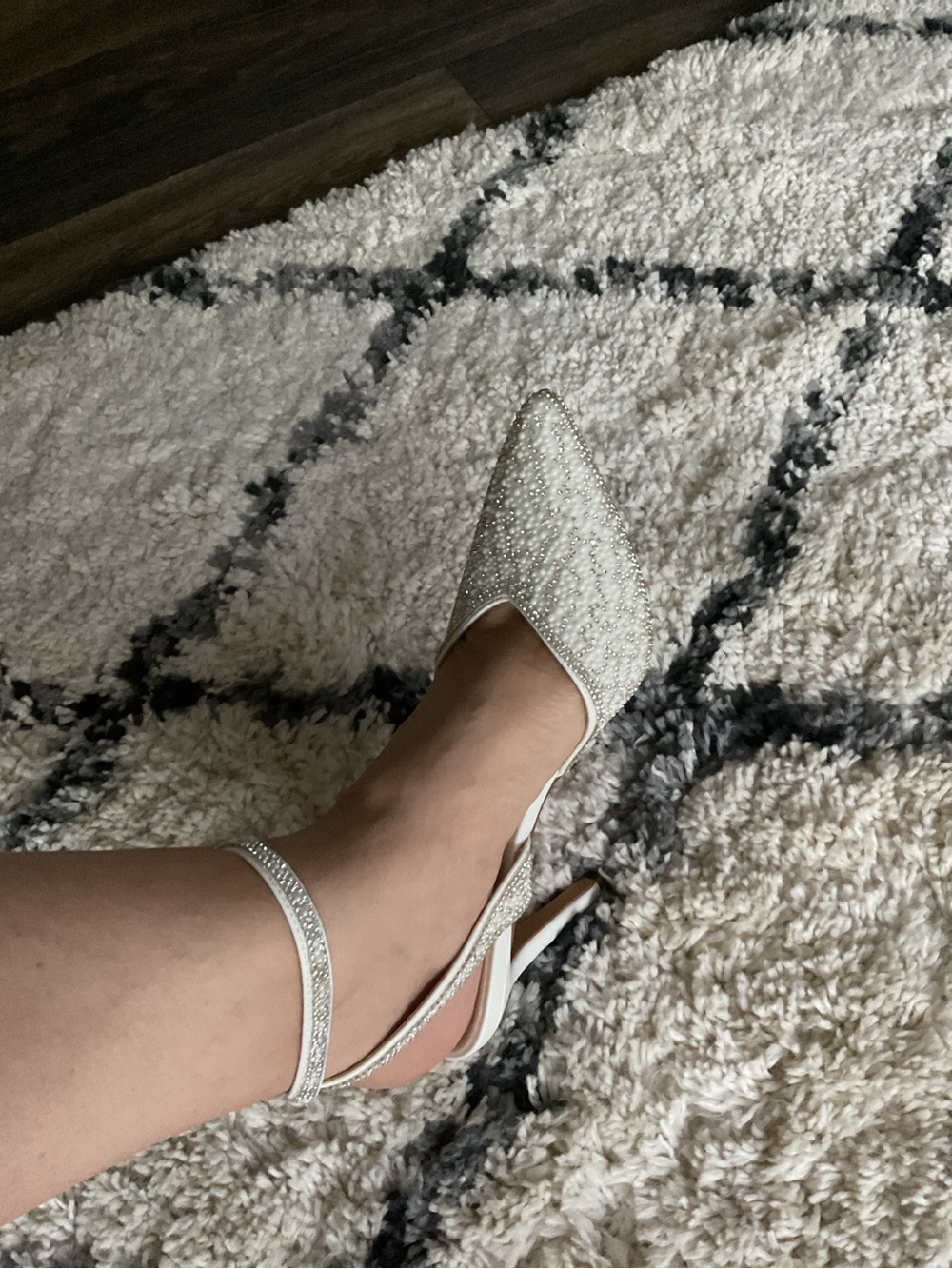 Top Moda Comfort Pearl & Rhinestone Slingback Heels Size 8 - Picture 11 of 12